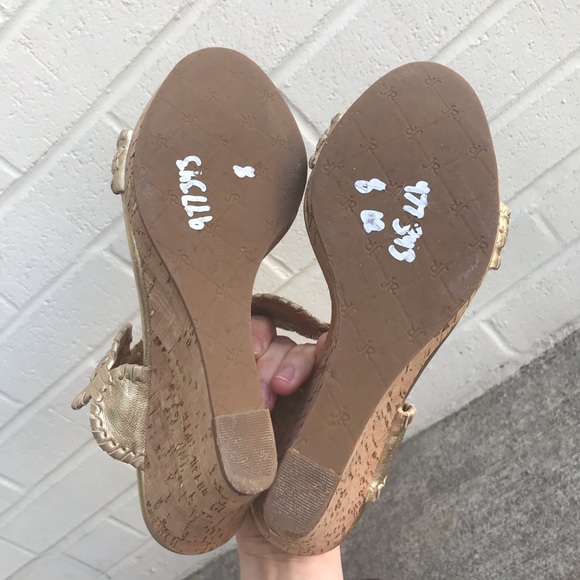 Jack Rogers Lauren Gold Wedge Slide Sandals - Picture 8 of 8
